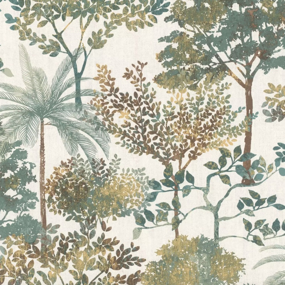 n86755329r Beautiful tree motif with gorgeous tones of green, gold and bronze on a soft neutral background. Paste the wall vinyl. Easy to hang and washable.