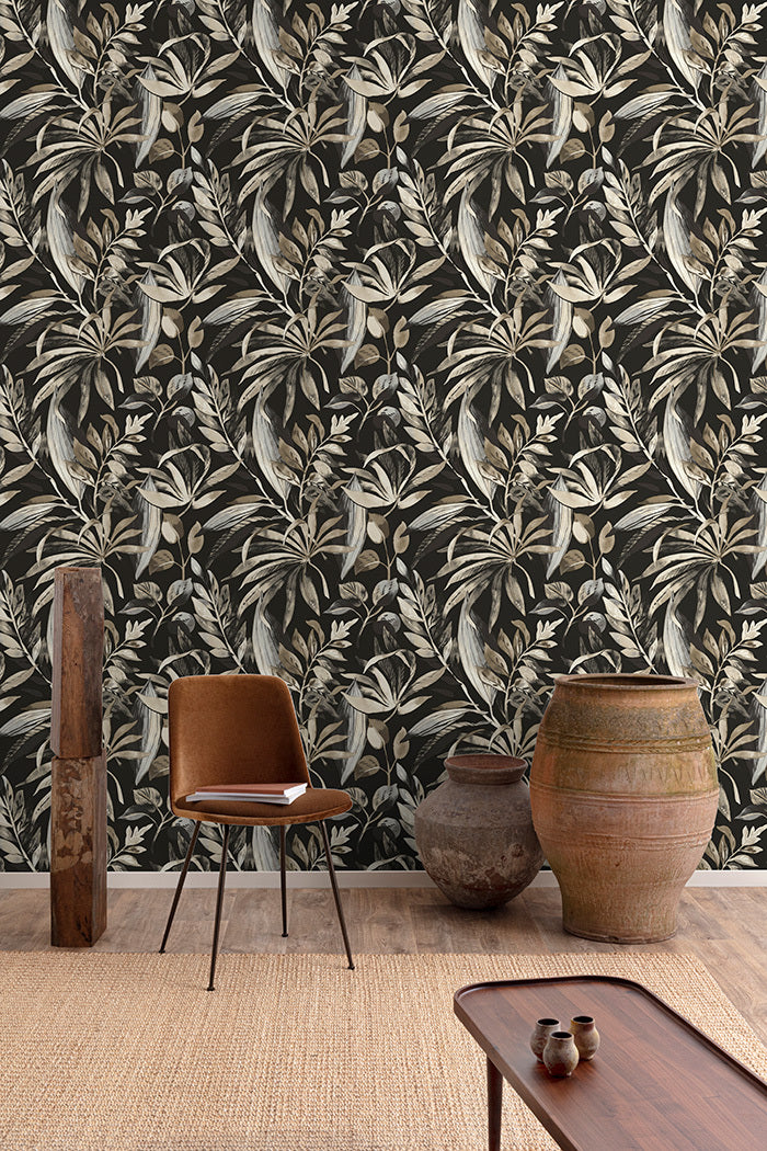 na7100203g Fabulous large scale flowing leaves on a textured matt background. Paste the wall vinyl.