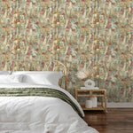 na7455603g Beautiful all over floral design on a stunning sage green textured background. Paste the wall vinyl.