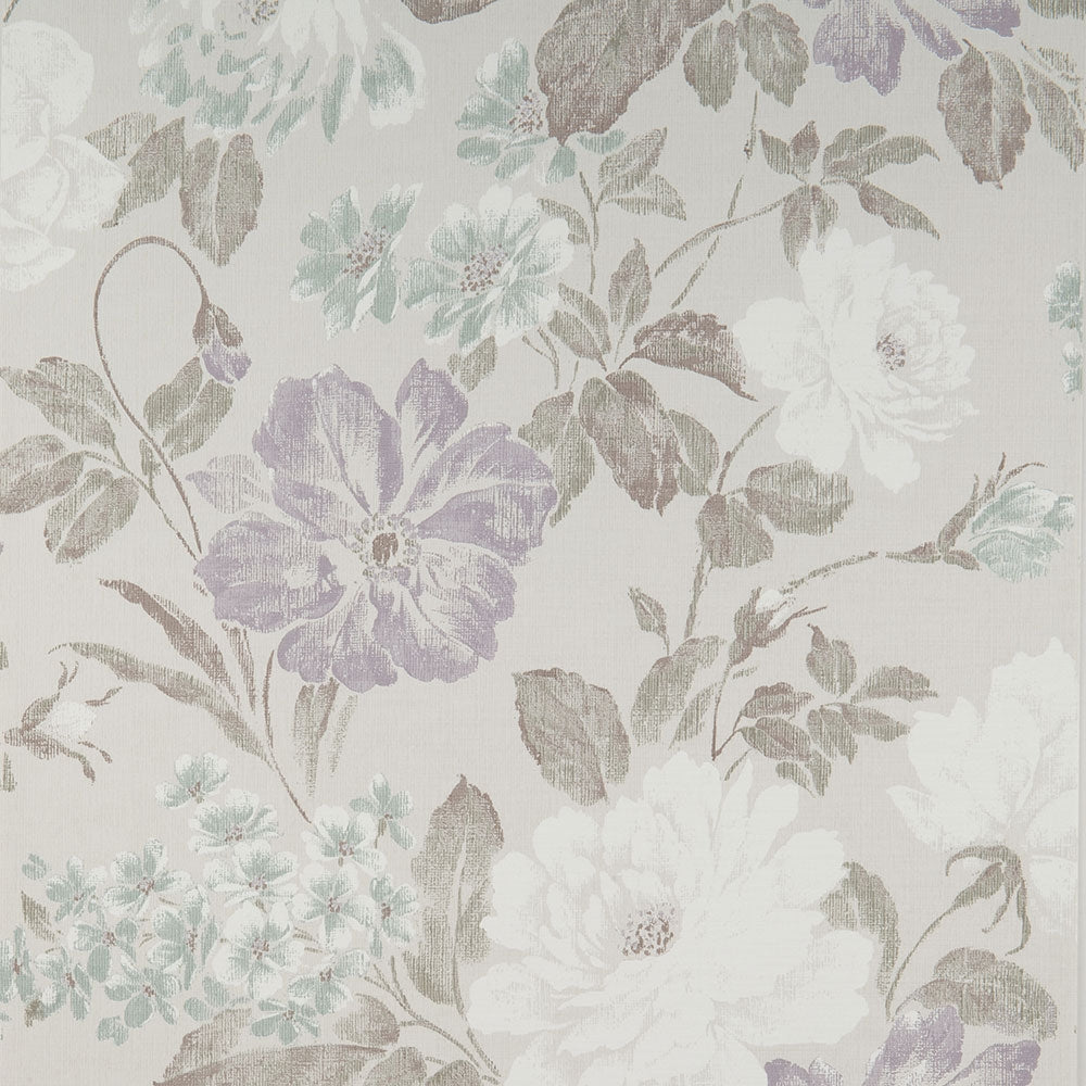 nbv91988083di Beautiful 'hand-painted' floral motif in gorgeous purple and blue tones on a textured matt background. Paste the wall.