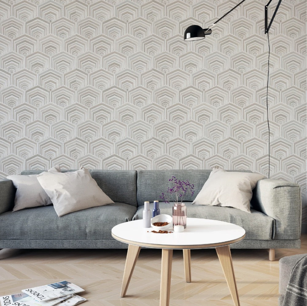 nde12000041di Gorgeous embroidery stitch effect geometric on fabulous paste the wall vinyl. Easy to hang!