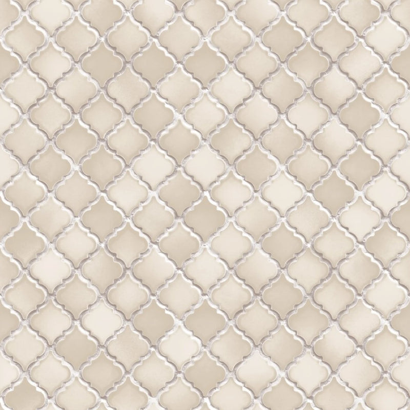 nf23244082d Beautiful faux ceramic tile on a roll design in gorgeous beige tones. Paste the wall vinyl. Fully washable and durable.