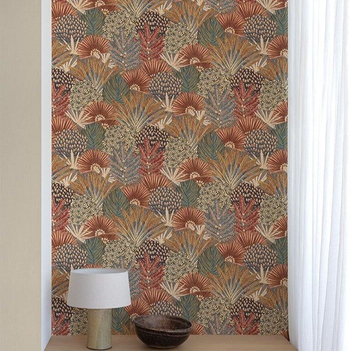 nmu331109g Fabulous multicolour leaf motif with gorgeous terracotta and brown tones . High quality paste the wall vinyl.