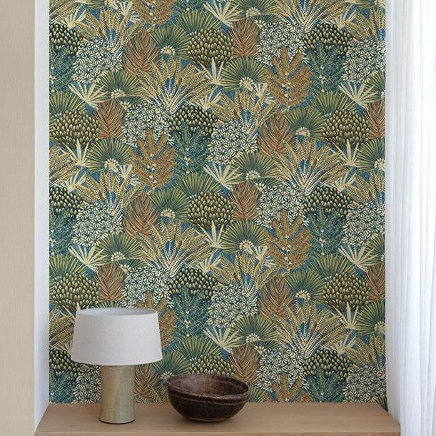 nmu337706g Fabulous multicolour leaf motif in gorgeous blue and green tones. High quality paste the wall vinyl.