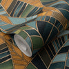 nv104455619e Fabulous 'mosaic' inspired leaf design in gorgeous green, blue and yellow tones. Paste the wall vinyl.