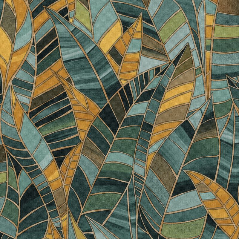 nv104455619e Fabulous 'mosaic' inspired leaf design in gorgeous green, blue and yellow tones. Paste the wall vinyl.