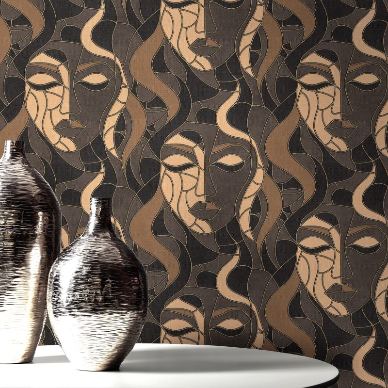 nv104522837e Modern and trendy mosaic inspired print depicting arty faces. Paste the wall vinyl.