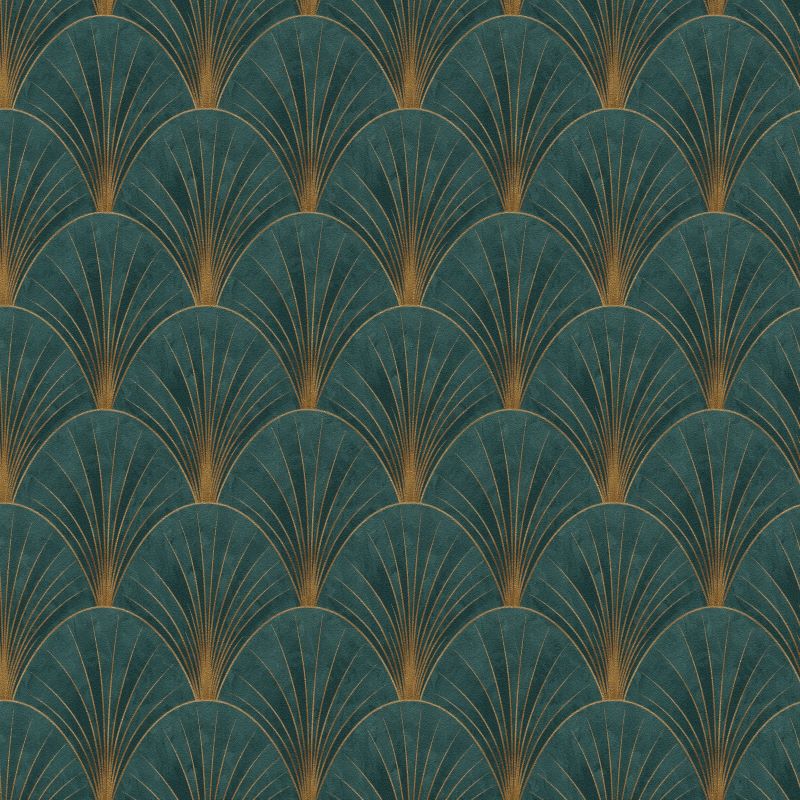 nv104555119e Gorgeous 'art deco' inspired geometric in teal with gold. Great quality. Paste the wall vinyl.