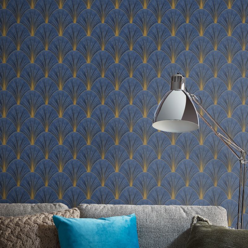 nv104577108e Gorgeous 'art deco' inspired geometric in teal with gold. Great quality. Paste the wall vinyl.