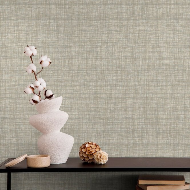 nv20400601g Beautiful linen grasscloth fabric effect vinyl in natural tones. Paste the wall.