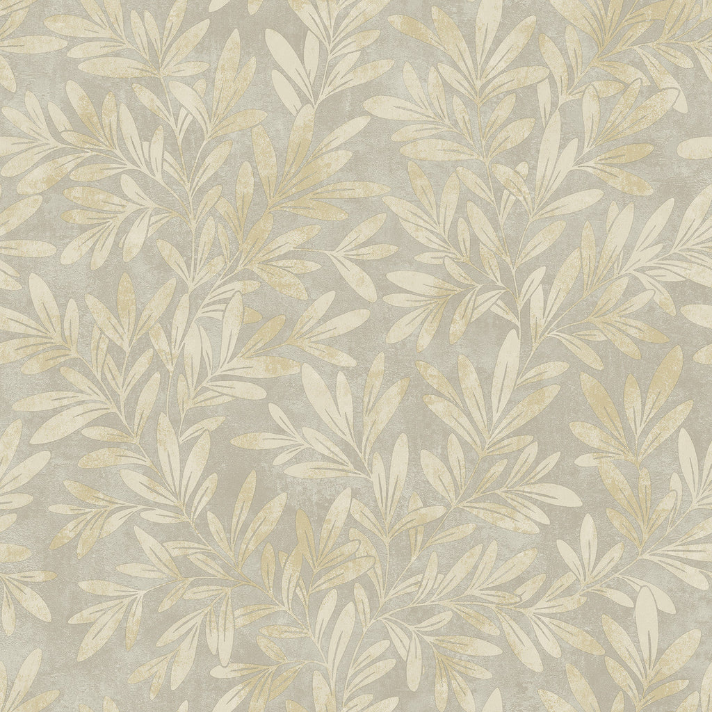 nv20455802g Beautiful trailing willow leaf design with gorgeous soft metallic highlights on a textured sage background.