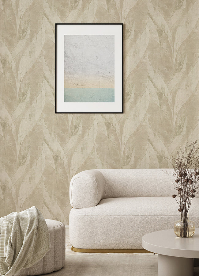 nv52022033r Fabulous intertwining flowing leaf design in gorgeous beige tones. Beautiful quality, easy to hang, paste the wall vinyl.