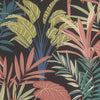 nv69100603r Beautiful large exotic leaf motif in gorgeous pink, blue and green tones. Paste the wall vinyl.