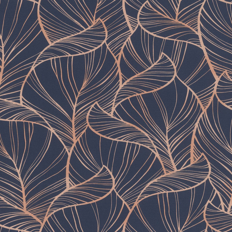 nv69177801r Beautiful overlapping flowing leaf motif in beautiful rose gold on a soft off-white background. Paste the wall vinyl.