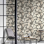 nv69900302r Gorgeous cream and copper leaves on a deep charcoal background. Paste the wall vinyl.