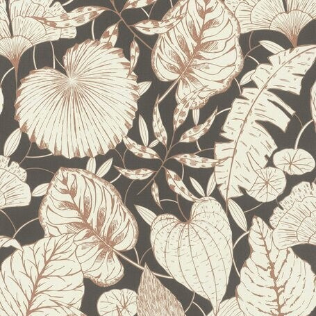 nv69900302r Gorgeous cream and copper leaves on a deep charcoal background. Paste the wall vinyl.
