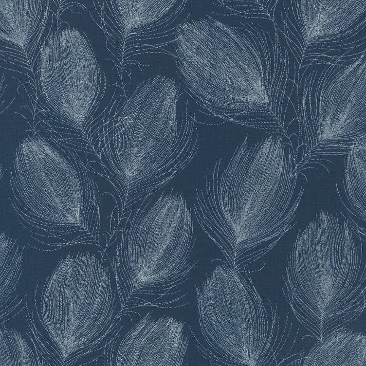 nv69977203r Fabulous silver flowing feather on a beautiful navy background. Paste the wall vinyl.