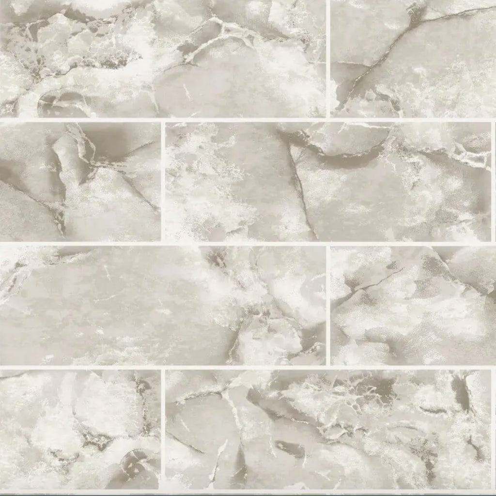 t8900392h Gorgeous marble tile on a roll effect in charcoal. Textured washable vinyl.
