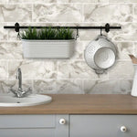 t8900392h Gorgeous marble tile on a roll effect in charcoal. Textured washable vinyl.