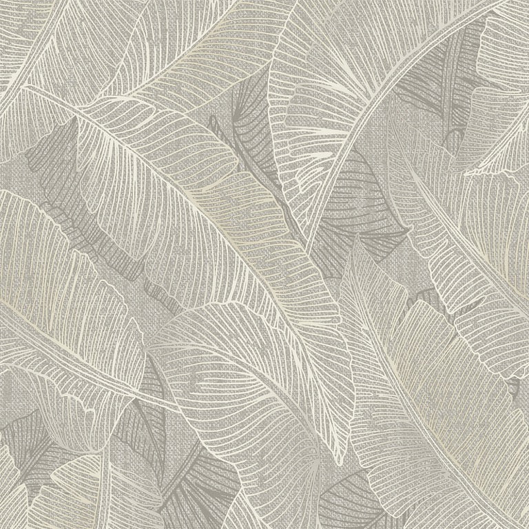 v210042b Stunning sweeping leaf motif in grey on textured vinyl.