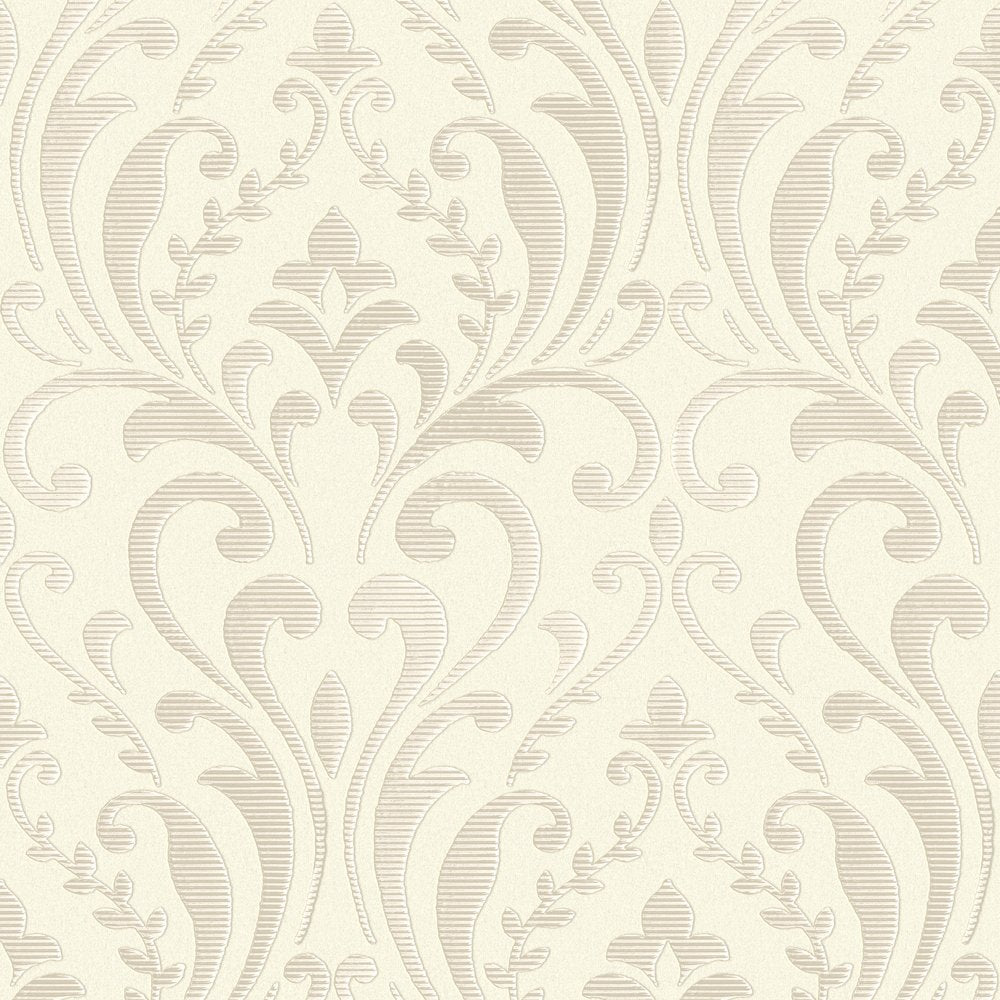 vh1882205m Gorgeous regal damask motif in cream on heavy weight paste the wall vinyl.