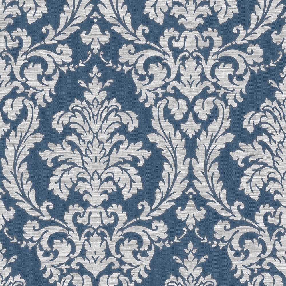 vh2297711s Gorgeous navy and silver elegant damask motif on paste the wall vinyl.