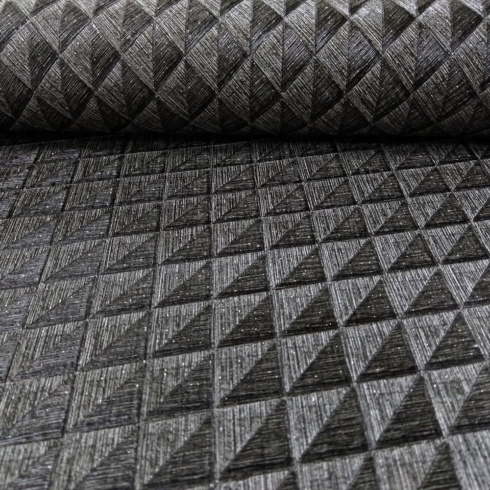 vh29200203a Funky geometric triangle pattern with metallic hints and subtle glitter on textured heavy weight vinyl.
