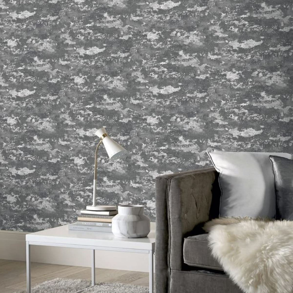 vh29700600a Gorgeous concrete effect with gorgeous glitter detail in charcoal. Heavy weight Italian vinyl.