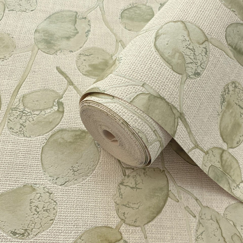 vh3655419h Fabulous flowing eucalyptus leaf motif in sage green. Supreme quality heavy weight vinyl.