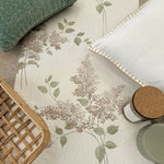 vh4132240b Delicate vintage floral motif on silk effect textured background in beige. Heavy weight Italian vinyl.