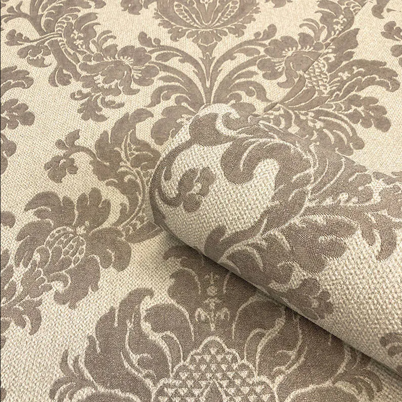 Copy of vh440009b Beautiful deep engraved classic damask with a gorgeous subtle shimmer on tweed-style fabric effect vinyl. Luxurious heavy weight vinyl. Fully washable and durable.