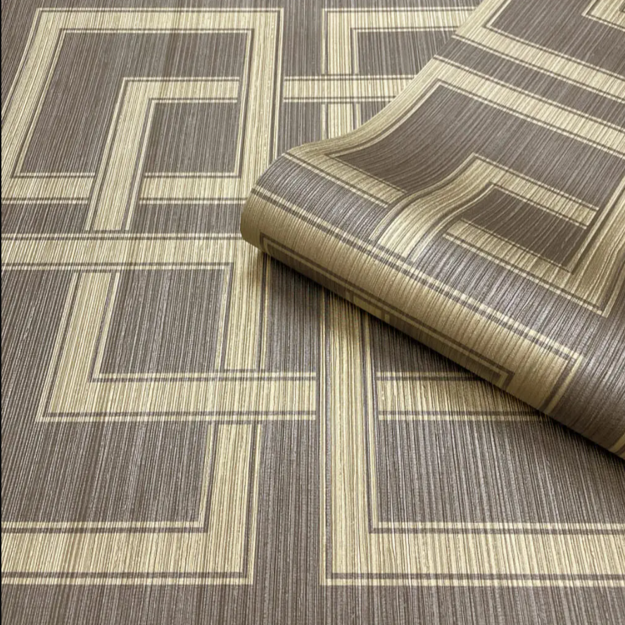 vh736683B. Gorgeous large scale geometric squares in charcoal and metallic gold. Supreme quality heavy weight vinyl.