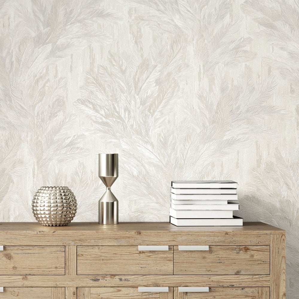 vhm9522693r Beautiful elegant and delicate flowing feather design in warm ivory. Supreme quality. Heavy weight vinyl.