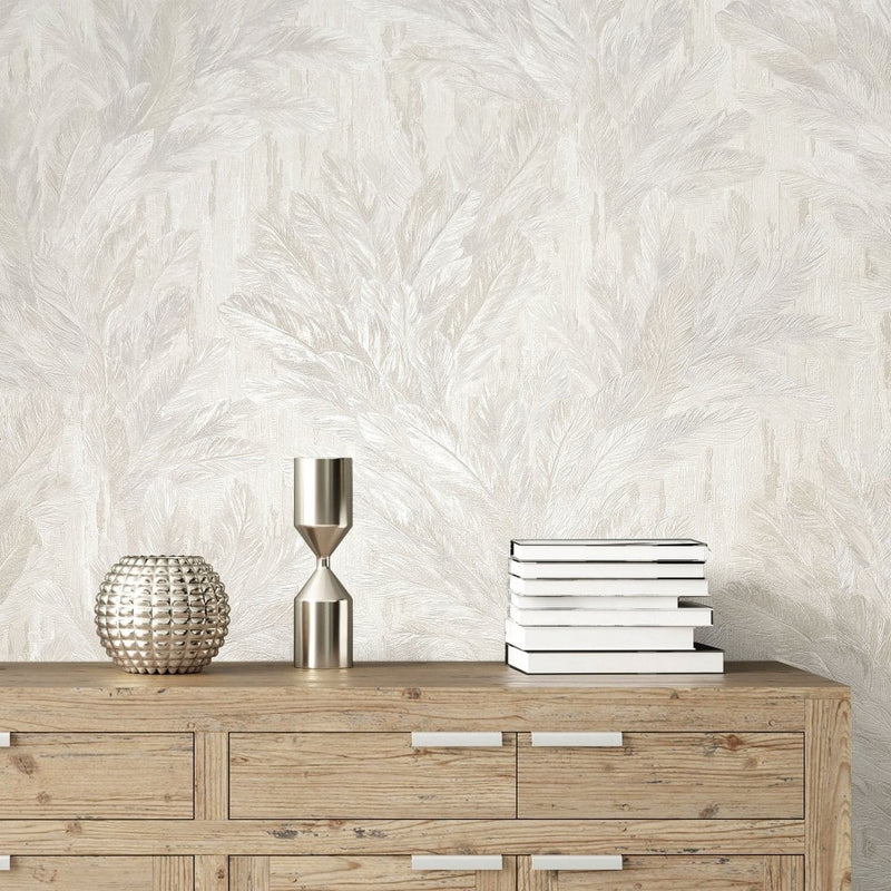 vhm9522693r Beautiful elegant and delicate flowing feather design in warm ivory. Supreme quality. Heavy weight vinyl.