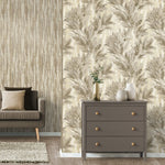 vhm9522694r Beautiful elegant and delicate flowing feather design in warm natural beige tones. Supreme quality. Heavy weight vinyl.