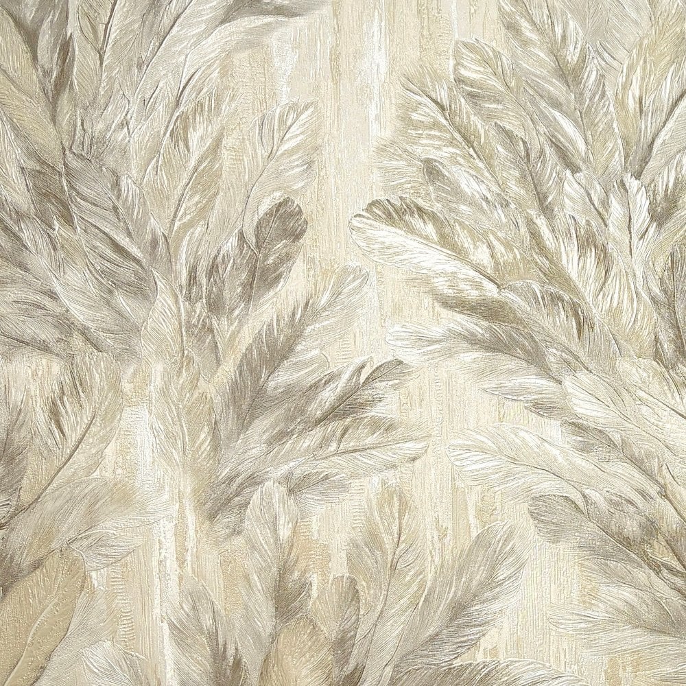 vhm9522694r Beautiful elegant and delicate flowing feather design in warm natural beige tones. Supreme quality. Heavy weight vinyl.