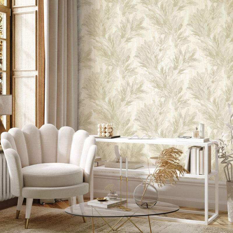 vhm9522695r Beautiful elegant and delicate flowing feather design in warm cream tones. Supreme quality. Heavy weight vinyl.
