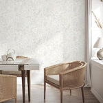 vhm9560077fd Beautiful foliage motif on a lightly textured background in soft silver and off-white tones. Heavy weight vinyl.