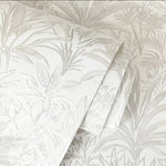 vhm9560077fd Beautiful foliage motif on a lightly textured background in soft silver and off-white tones. Heavy weight vinyl.
