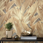 vhm9566687r Gorgeous flowing overlapping leaf motif in gorgeous bronze and dark taupe tones. Heavy weight vinyl. Supreme quality.