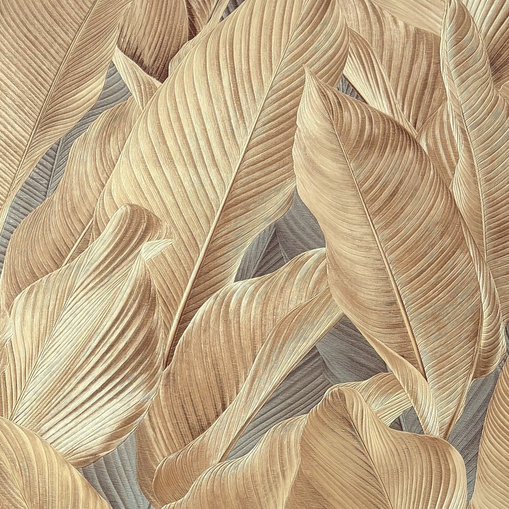 vhm9566687r Gorgeous flowing overlapping leaf motif in gorgeous bronze and dark taupe tones. Heavy weight vinyl. Supreme quality.