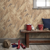 vhm9566687r Gorgeous flowing overlapping leaf motif in gorgeous bronze and dark taupe tones. Heavy weight vinyl. Supreme quality.