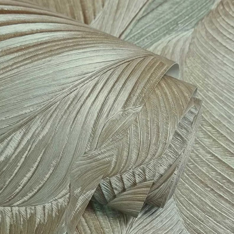 vhm9577688r Gorgeous flowing overlapping leaf motif in gorgeous khaki green tones. Heavy weight vinyl. Supreme quality.