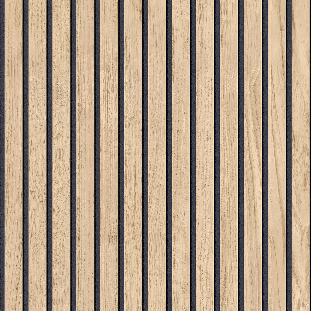 w113358b Gorgeous '3D effect' narrow wooden slats in a beautiful light oak colour. This design can be hung vertically or horizontally.