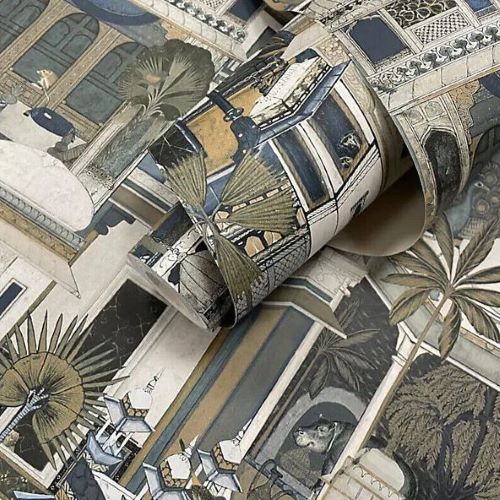 w1357710h Funky urban animal motif wallpaper with a gorgeous cityscape and animals scattered throughout.
