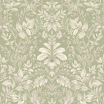 w1365571H Elegant classic trailing leaf damask in sage green on heavyweight wallpaper.
