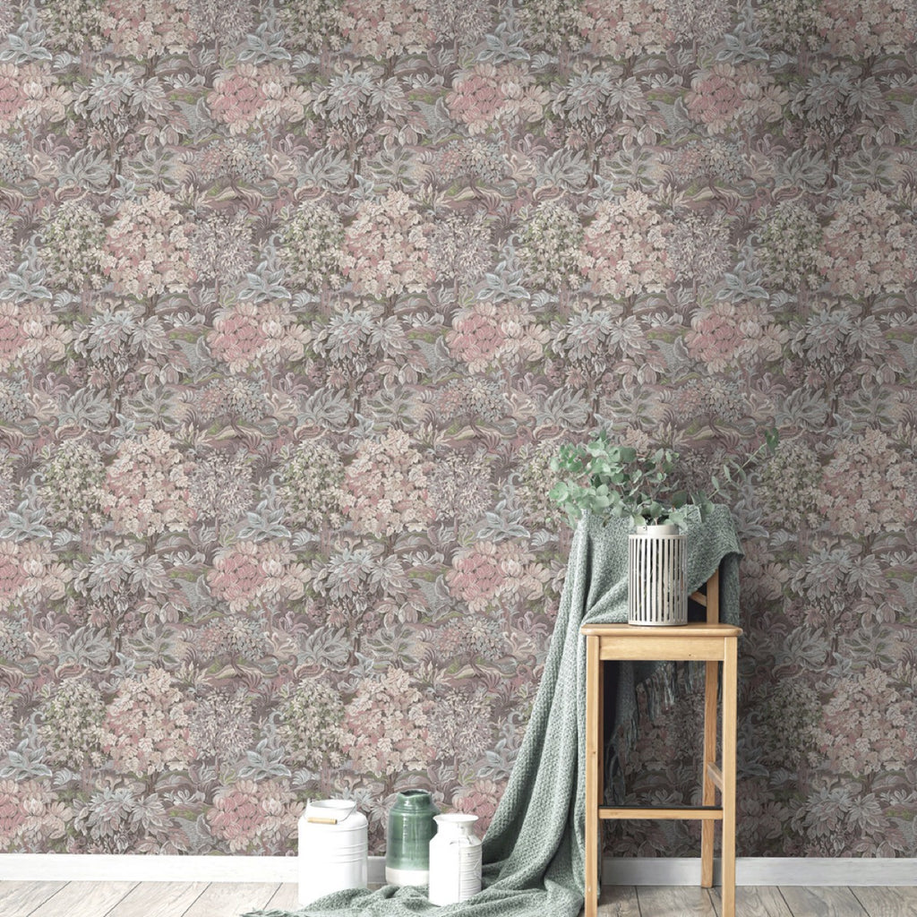 w1368811h Beautiful forest design with gorgeous foliage and floral patterns in pretty purple tones with hints of blues, greens and pinks.