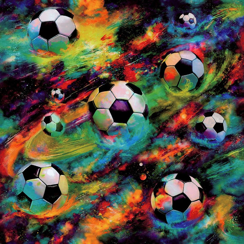 w1375580h Funky football wallpaper with a cool vibrant multicoloured galaxy background.