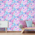 w1378885h Magical hand-painted hearts in white, set on a gorgeous pink and blue background.