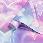 w1378885h Magical hand-painted hearts in white, set on a gorgeous pink and blue background.